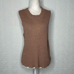 By Together | Tan Crewneck Sleeveless Knit Top